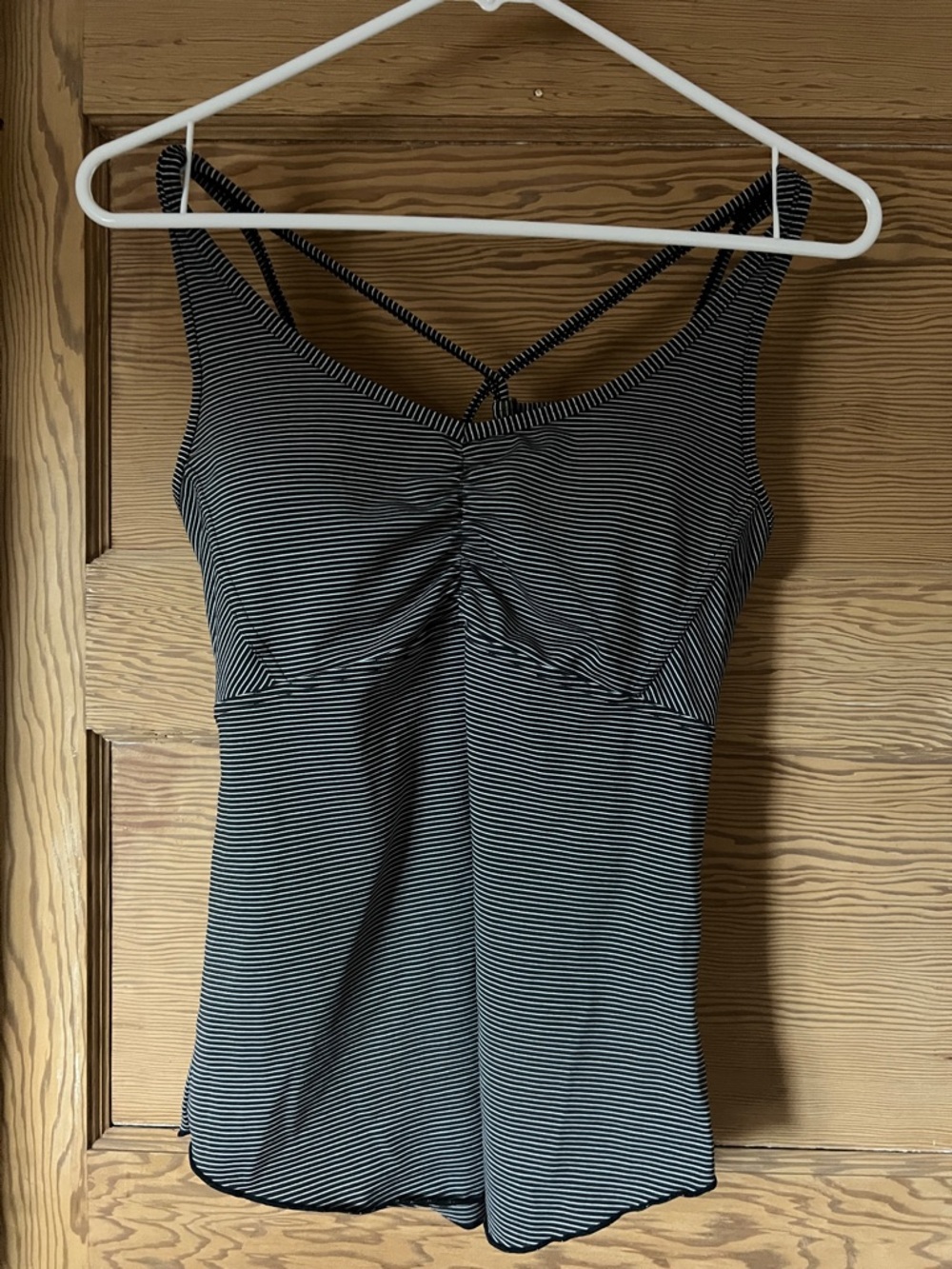 Prana Black & White Striped Crossback Tank